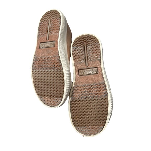 Sperry Iridescent Pink Little Girl Canvas Sneakers Size 8 logo pul on - Picture 5 of 5